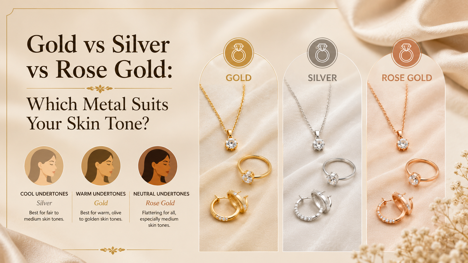 Gold vs Silver vs Rose Gold: Which Metal Suits Your Skin Tone? - Zivanno