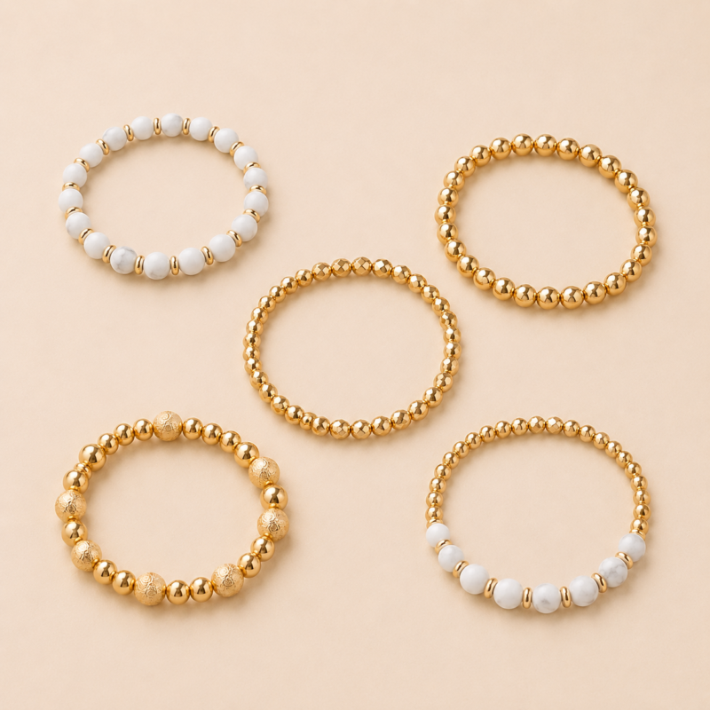 Beaded Stretch Bracelet Stack Set of 5 from Zivanno
